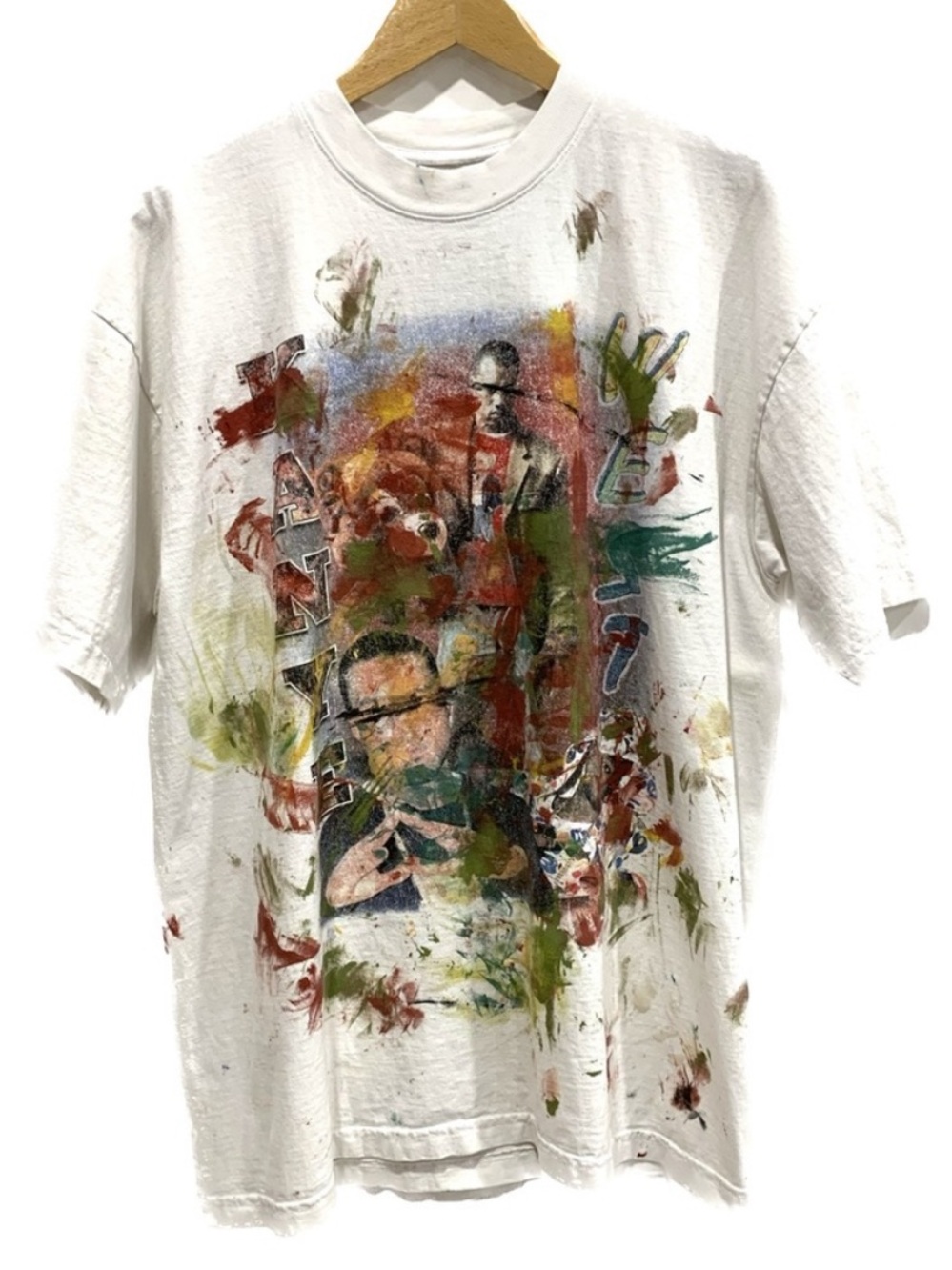 Street Market Kanye West Graphic Tee Mens Size M RARE Y2K Paint Graffiti Crew
